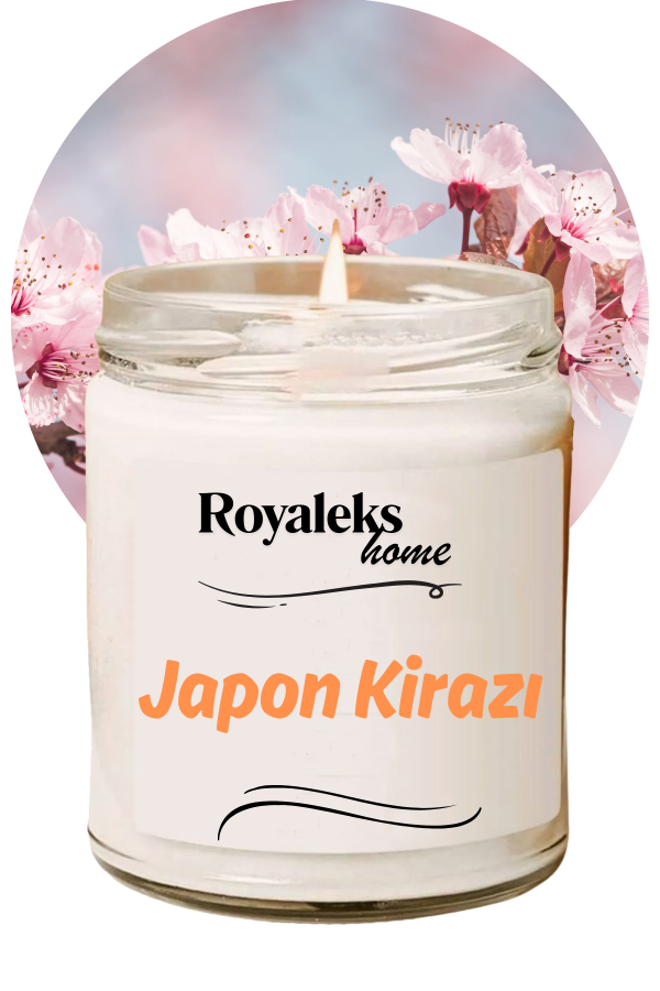 Doğal Özel Seri Kokulu Dekoratif Kavanoz Mum 210 cc - Japon Kirazı Esansı - RYL - Image 1