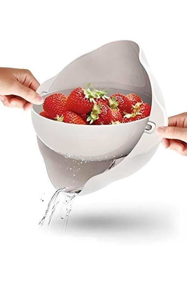 Çok Amaçlı 360 Derece Dönebilir Pratik Hazneli Mutfak Süzgeç Elek - Image 1