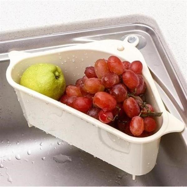 BUFFER® Vantuzlu Üçgen Sebze Meyve  Lavabo Raf Evye Süzgeç Sünger Tutucu Düzenleyici Mutfak Organize - Image 1