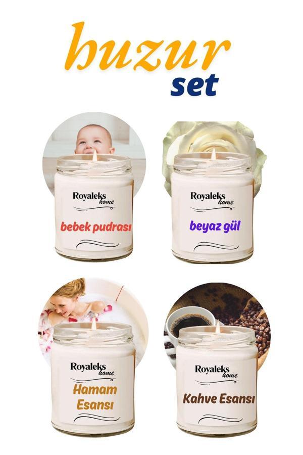 4 Adet Doğal Özel Seri Kokulu Dekoratif Kavanoz Mum 4X210 cc - Huzur Seti - RYL - Image 1