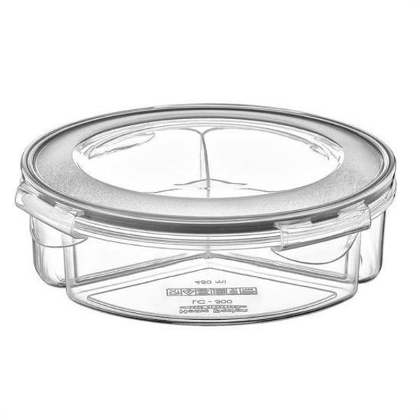 BUFFER® 3 Bölmeli Sızdırmaz Contalı Kilitli Kapaklı 1,35 Litre yuvarlak Erzak Saklama Kabı LC-500 - Image 1