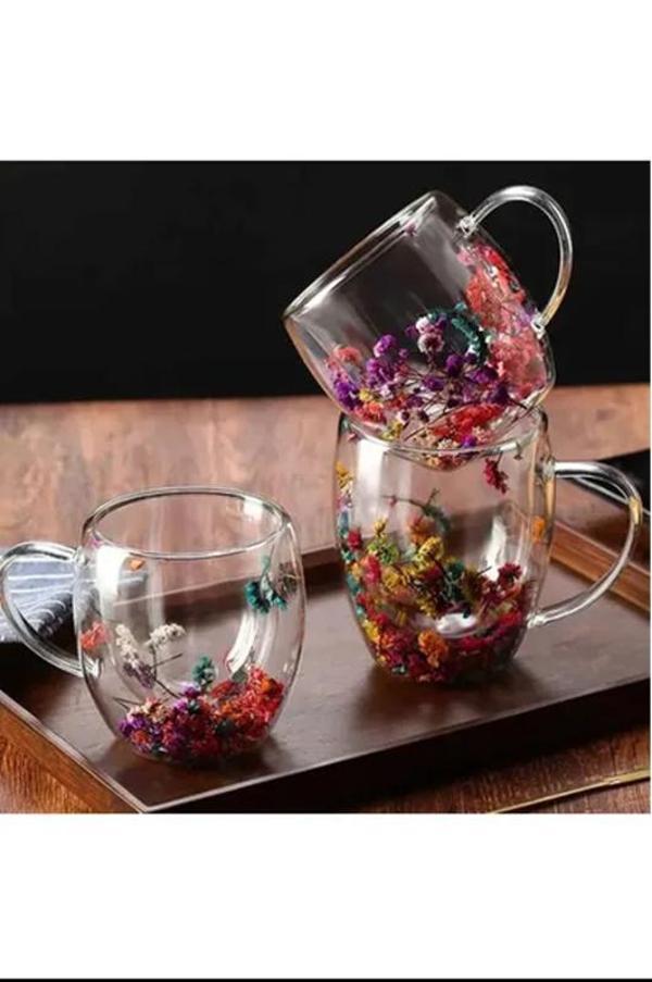 350 Ml Büyük Cidarlı Çiçekli Bardak 1 Adet Royaleks-1384 - Image 1