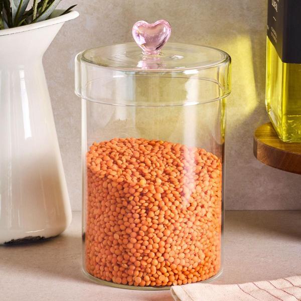 Perotti Hearts Borosilikat Cam Kavanoz 950 ml 10x15 cm - Image 1