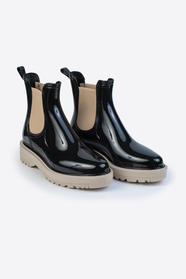 Kadın Parlak Chelsea Yağmur Botu –Kalın Taban Bot - Image 1