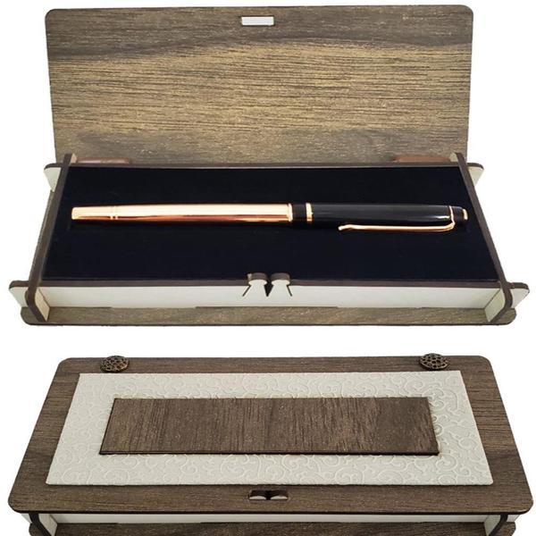 KENPAZAR Deri Kutulu Bakır Roller Kalem - Image 1