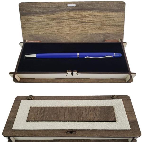 KENPAZAR Lacivert Metal Kalem Ahşap Deri Kutulu - Image 1