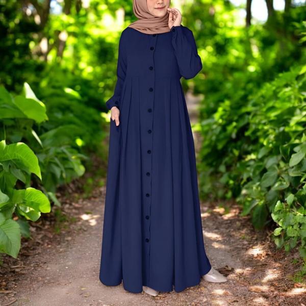 Yazlık Tam Boy Tesettür Keten Elbise - Image 1