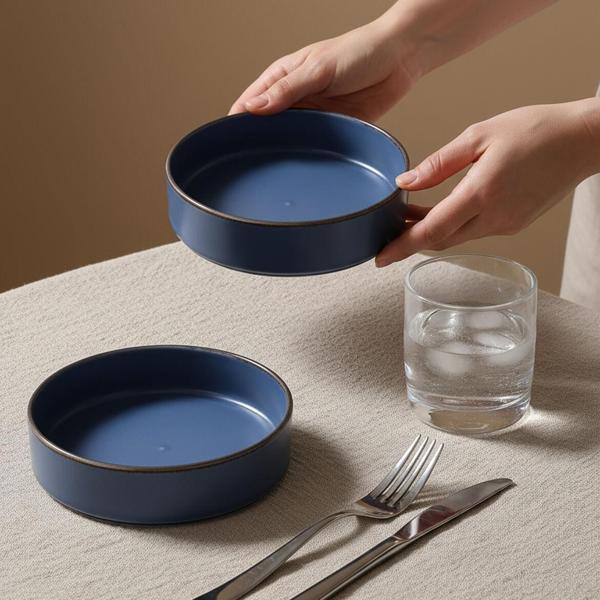 GÜRAL PORSELEN Ese Valeron 2 Adet 18 cm Salata Kasesi Mat Mavi 26L - Image 1