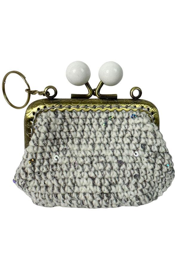 Uretti - Öznur 7392 5854 El Örgüsü Simli ve Payetli Model Şık Mini Bozuk Para Cüzdanı - Image 1