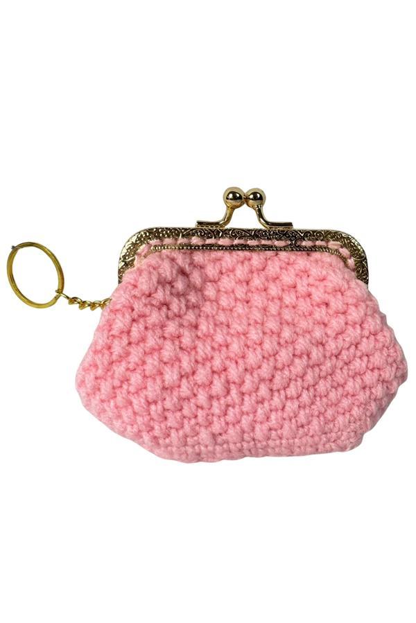 Uretti - Öznur 7392 8169 El Örgüsü Pembe Renk Mini Bozuk Para Cüzdanı - Image 1