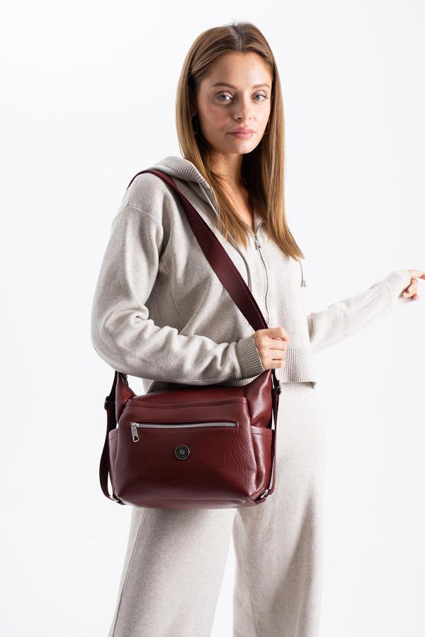 Kadın 4 Bölmeli Suni Yumuşak Deri Omuz Ve Sırt Çantası - Image 1