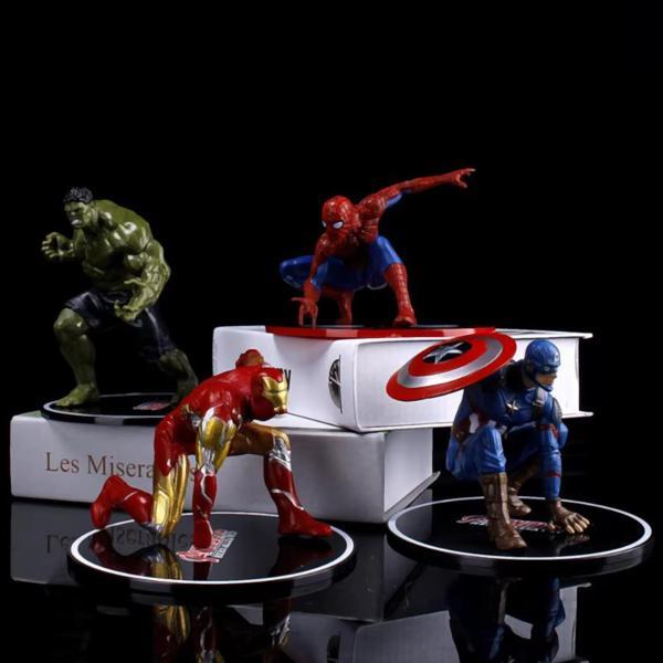 Marvel Yenilmezler Ironman Spiderman Hulk Captain America Özel Stantlı 4lü Oyuncak Figür Karakterler - Image 1