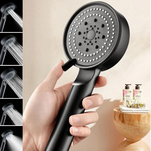 BUFFER® 5 Fonksiyonlu Yüksek Basınçlı Ayarlanabilir Siyah Duş Başlığı - Image 1