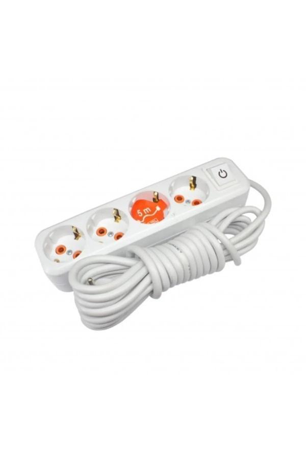 4'lü Anahtarlı Topraklı Grup Priz 5mt Royaleks-AST-A405 - Image 1