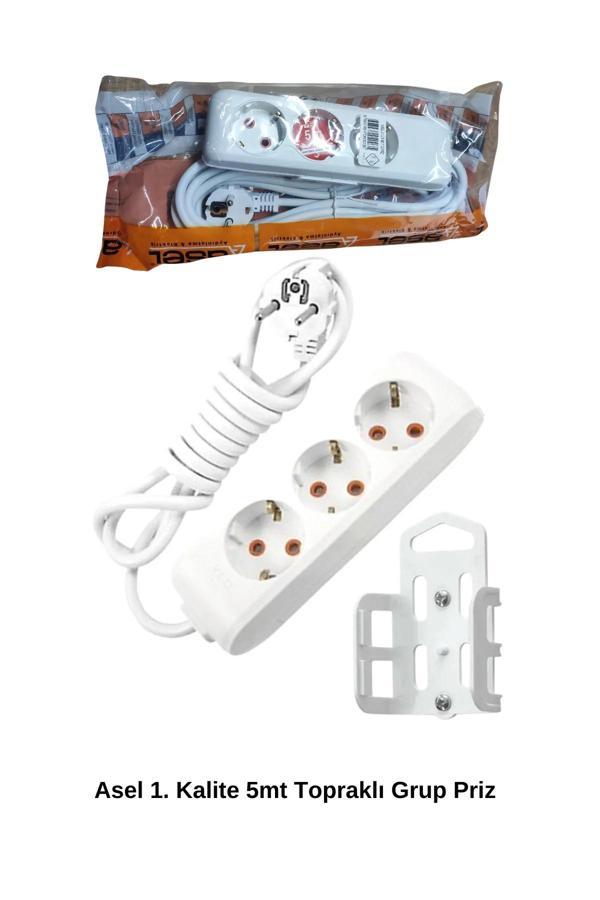 5 Metre Askı Aparatlı Topraklı 3lü Grup Priz Royaleks-AST305 - Image 1