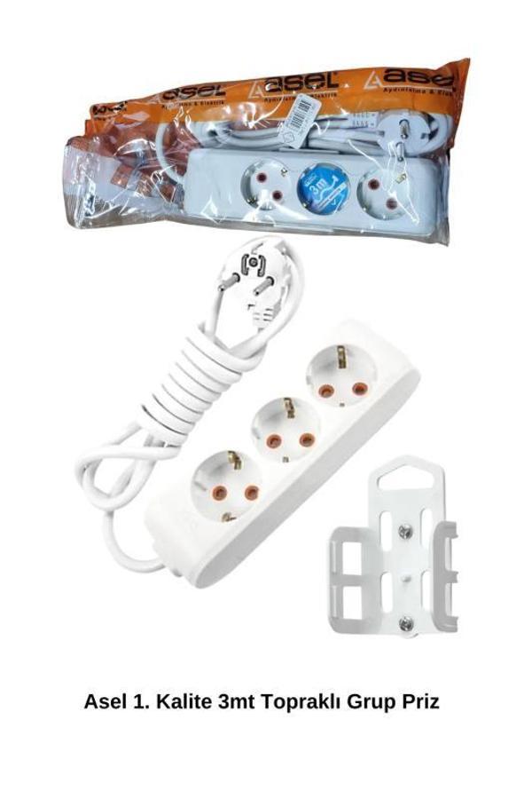 3 Metre Askı Aparatlı Topraklı 3lü Grup Priz Royaleks-AST303 - Image 1