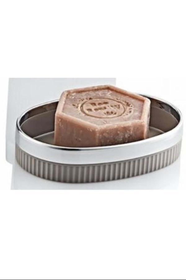 Mimoza Çizgili Krom Katı Sabunluk 1 Adet Royaleks-Y-876 - Image 1