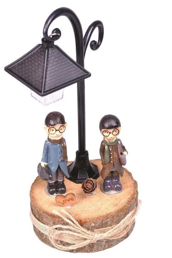 BUFFER® Hediyelik Işıklı Ahşap Biblo Romantik Hediye Biblo Süs Eşyası - Image 1