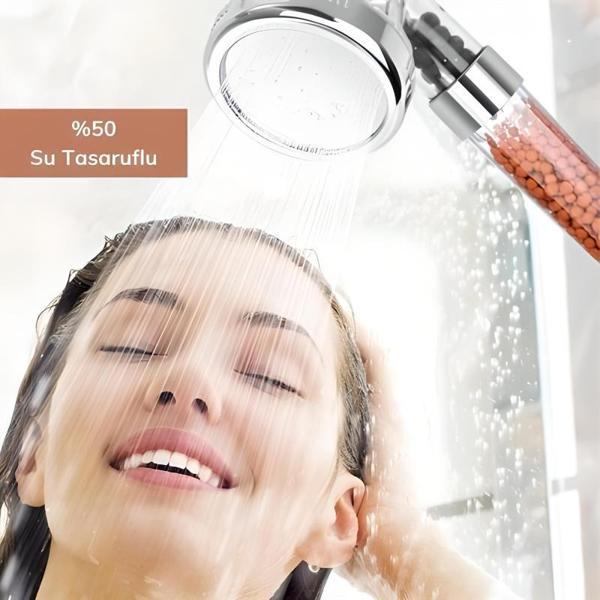 %50 Su Tasarruflu ve Arıtmalı Doğal Taşlı Banyo El Duş Başlığı - Image 1