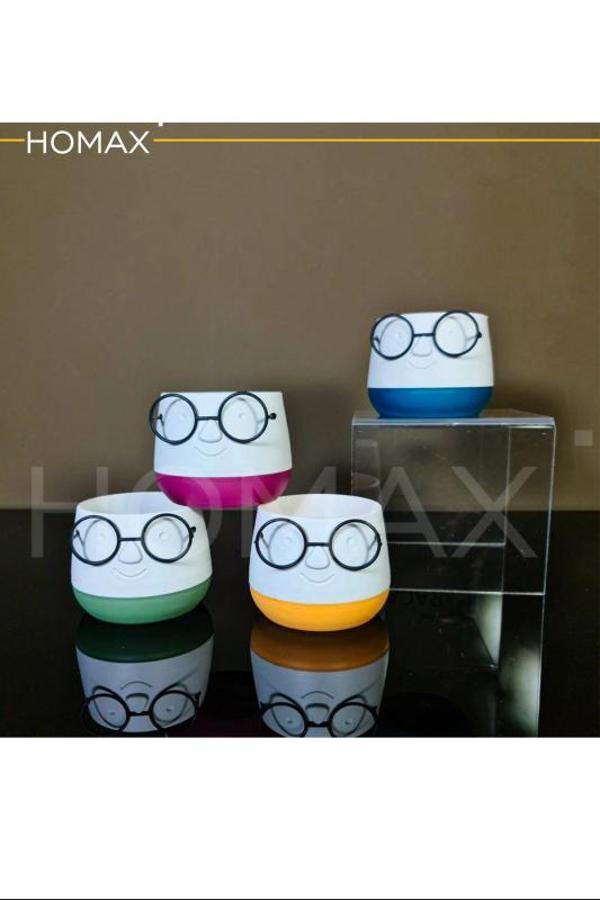 Gözlüklü Dekoratif Saksı Orta Boy 1 Adet Royaleks-5721 - Image 1