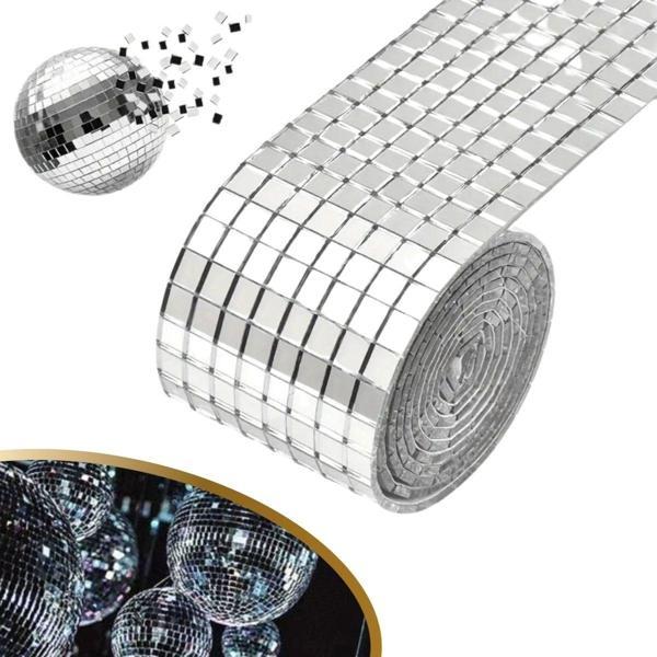 1 Metre Uzunluğunda Gümüş Renk Aynalı Mozaik Taşlı Dekor Bandı 4 cm x 1 mt - Image 1