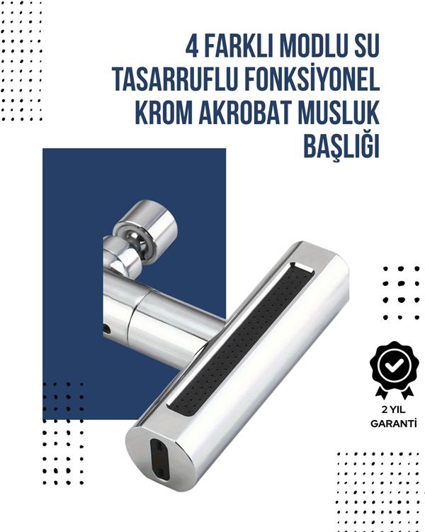 4 Modlu Musluk Başlığı | Şelale, Yağmur, Sprey, Köpük Akışı | Yüksek Basınç Performansı | Modern Tasarım - Image 1
