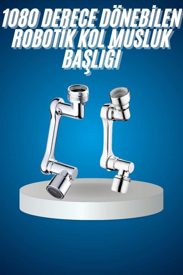 180 Derece Dönebilen Fonksiyonel Paslanmaz Çelik Robotik Kol Musluk Başlığı - Image 1