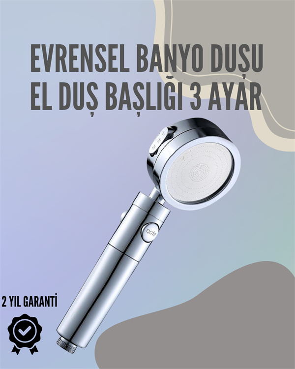 Paslanmaz Çelik Çok Fonksiyonlu El Duş Başlığı – 3 Modlu Püskürtme Seçeneği - Image 1