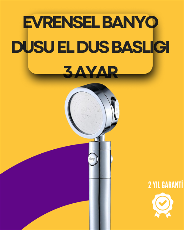 Sağlam Metal Hortum Bağlantılı, 360° Hareketli Duş Başlığı - Image 1