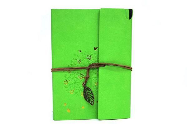 KENPAZAR Defter Deri Kaplı Ağaç Baskılı Hediyelik - Image 1