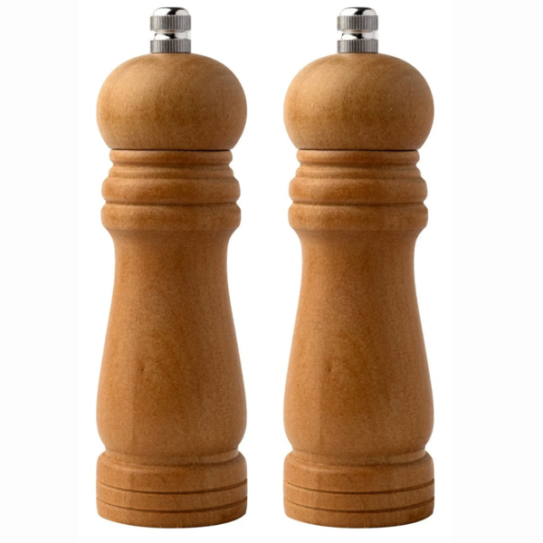 Mucit Home Bambu Gövdeli Komple Ahşap Tuz Karabiber Değirmeni Baharat Öğütücüsü Orta 2 Adet - Image 1