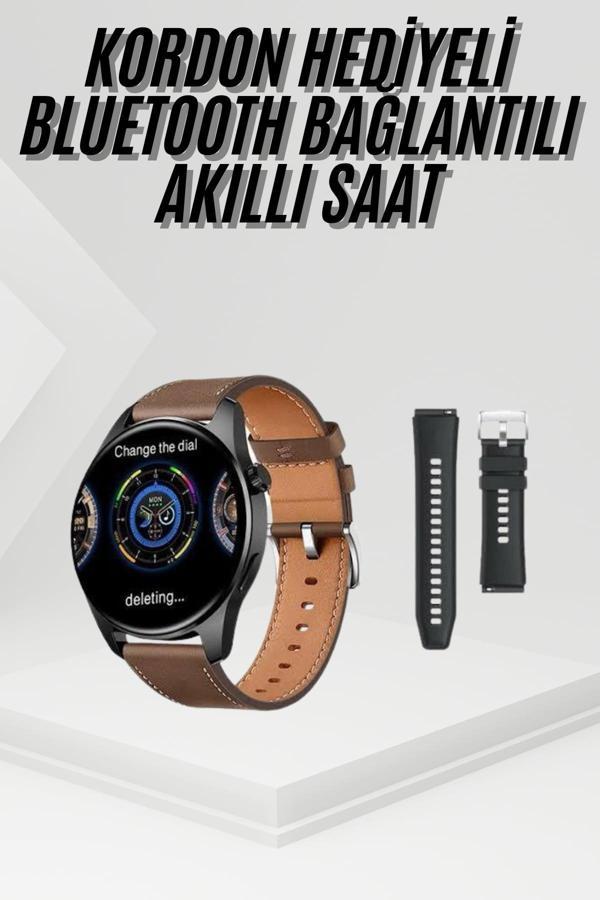 Akıllı Saat Yuvarlak Ekran Sesli Görüşme Özellikli Siyah Akıllı Unisex Kol Saati - Image 1