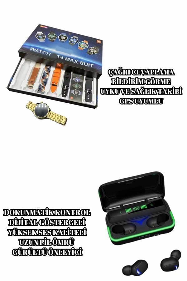 Powerbank Bluetooth Kulaklık Ve Akıllı Saat 7 Kordonlu Metal Kordon Plastik Kordon - Image 1