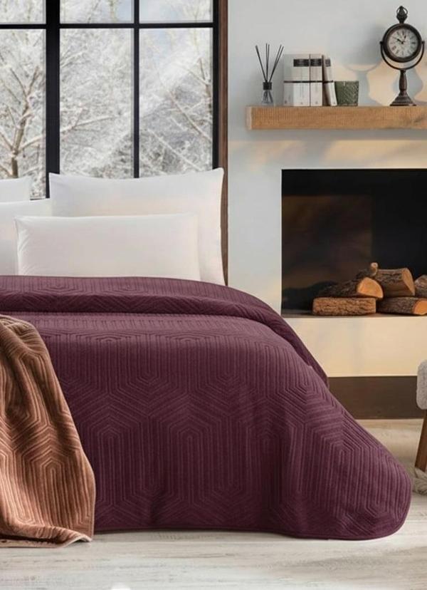 Özdilek Prestige Kalın Embos Tek Kişilik Battaniye (155x220)-Mürdüm - Image 1