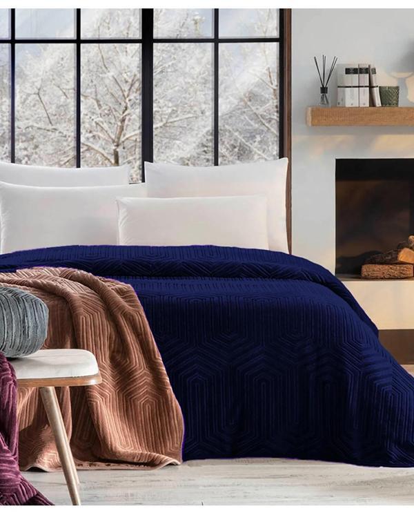 Özdilek Prestige Kalın Embos Tek Kişilik Battaniye (155x220)-Lacivert - Image 1