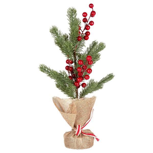 Yılbaşı Süsü Masa Çamı Kırmızı Bery lı Yeşil 18x37 cm - Image 1