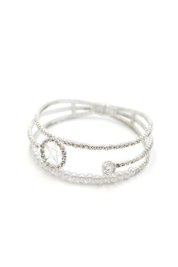 İncili Su Yolu Bileklik - Gümüş - Image 1