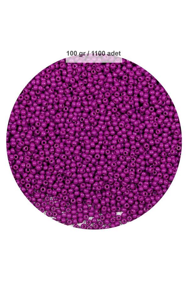 Fuşya Renk 4 mm Yaklaşık 1100 adet / 100 gram Cam Boncuk Oya Yazma Bileklik ve Kolye - Image 1