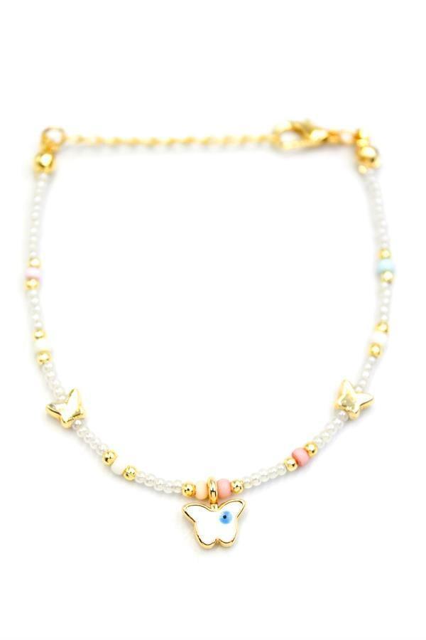 Kelebek Boncuk Bileklik - İnci Beyaz - Image 1