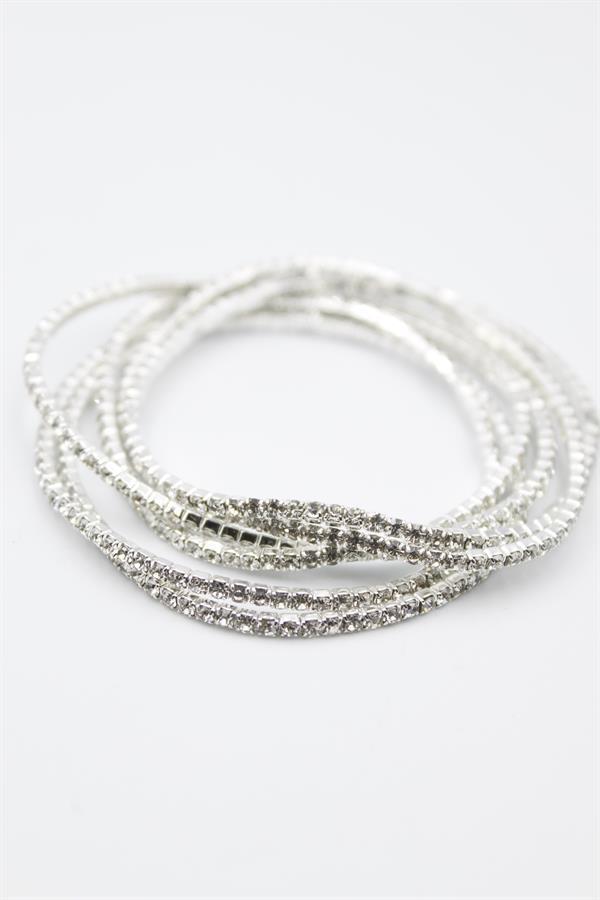 6'lı Lastikli Bileklik - Gümüş - Image 1