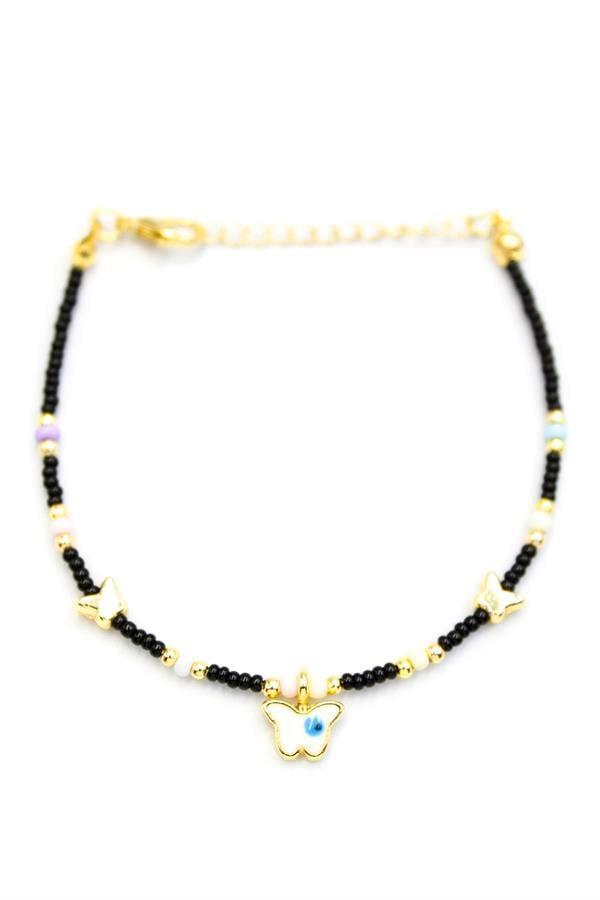 Kelebek Boncuk Bileklik - Siyah - Image 1