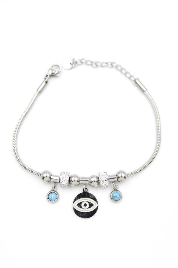 Göz Charm Bileklik - Gümüş - Image 1