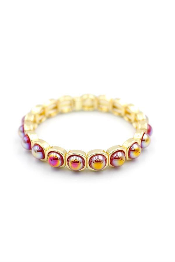 Lastikli Taşlı Bileklik - Fuşya - Image 1