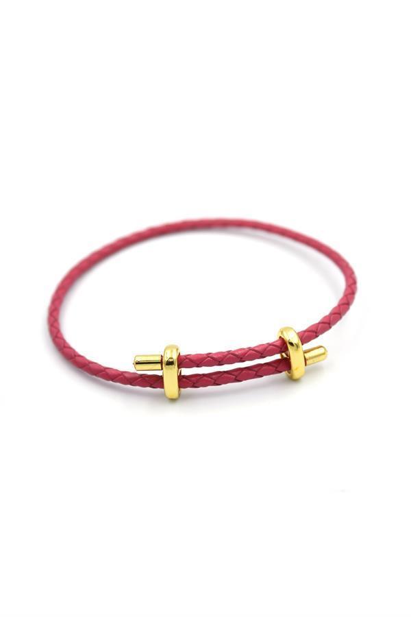 Deri Hasır Bileklik - Fuşya - Image 1