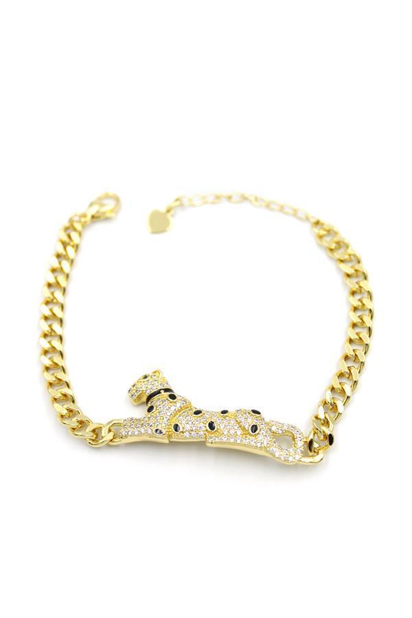 Zirkon Taşlı Leopar Bileklik - Altın - Image 1