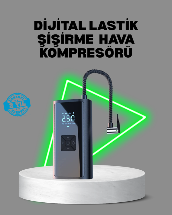 80W Kablosuz Dijital Ekranlı Taşınabilir Lastik Şişirme Pompası - Image 1