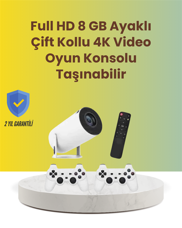 TÇift Kollu Tasarımlı Kablosuz Projeksiyon – 4K, 10.000 Oyun ve Smart App Desteği - Image 1