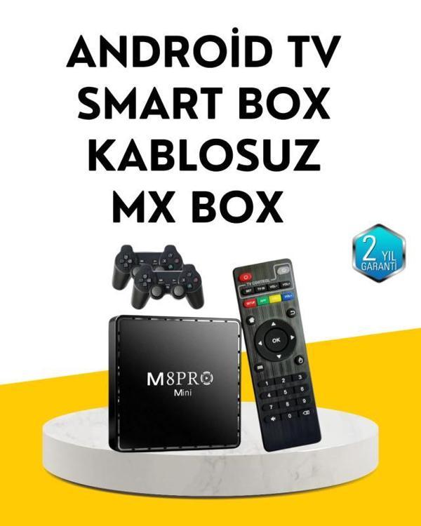 M8Pro Android TV Box ve Retro Oyun Konsolu – 10K Ultra HD Görüntü - Image 1