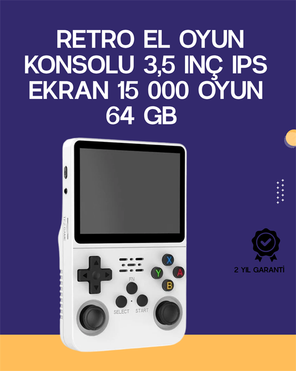 R36S Retro El Konsolu 64 GB – 15.000 Oyun, Geniş Platform Desteği, 3.5” IPS Ekran - Image 1