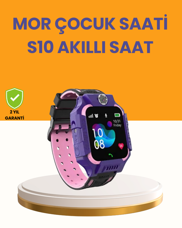 S10 Mor Akıllı Çocuk Saati Konum Takip ve Güvenlik Özellikli - Image 1